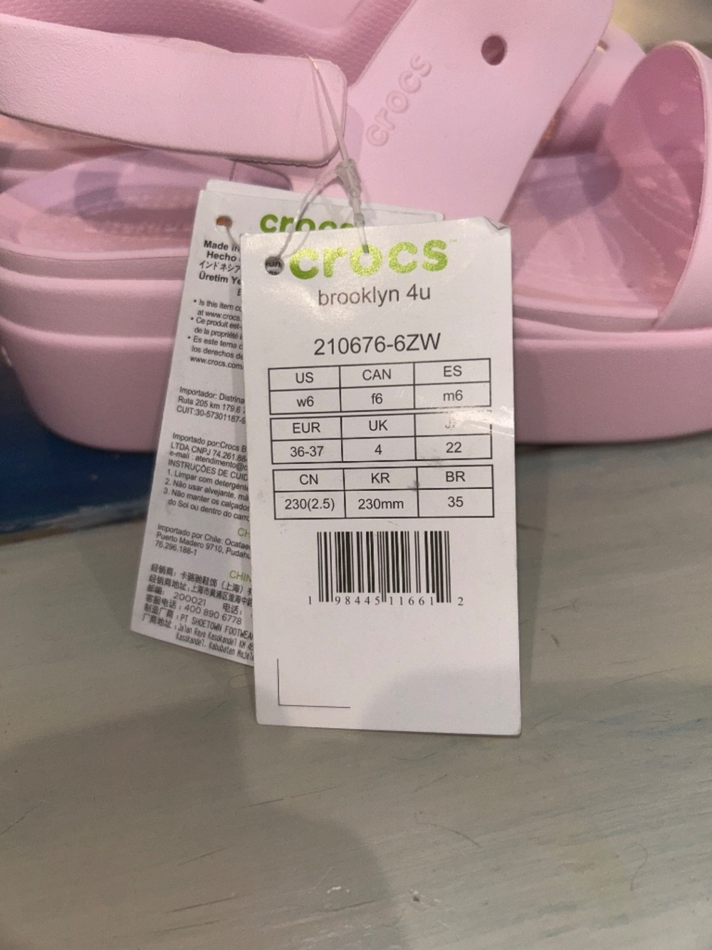 NWT Crocs Brooklyn 4U Pink Milk Platform Sandals Women’s 6 - Picture 3 of 7